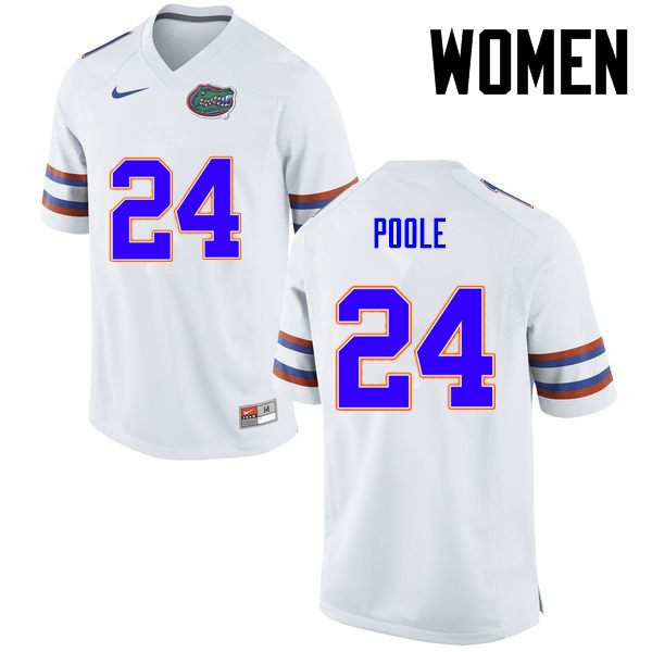 NCAA Florida Gators Brian Poole Women's #24 Nike White Stitched Authentic College Football Jersey YLC8164WA